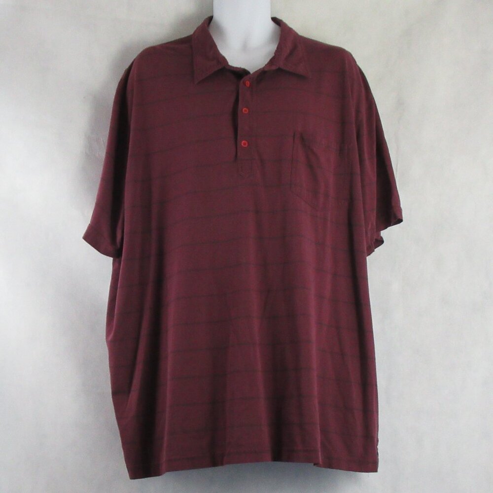 Canyon Ridge Men's Short Sleeve Polo Shirt, Dark Red Stripe, 4XL
